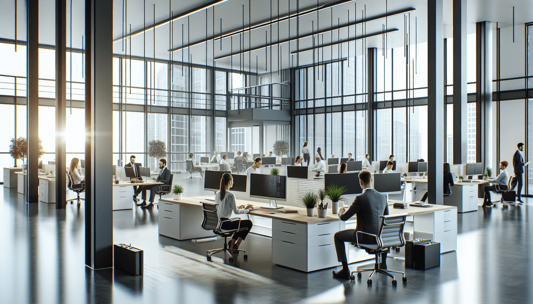 Open-plan office with employees